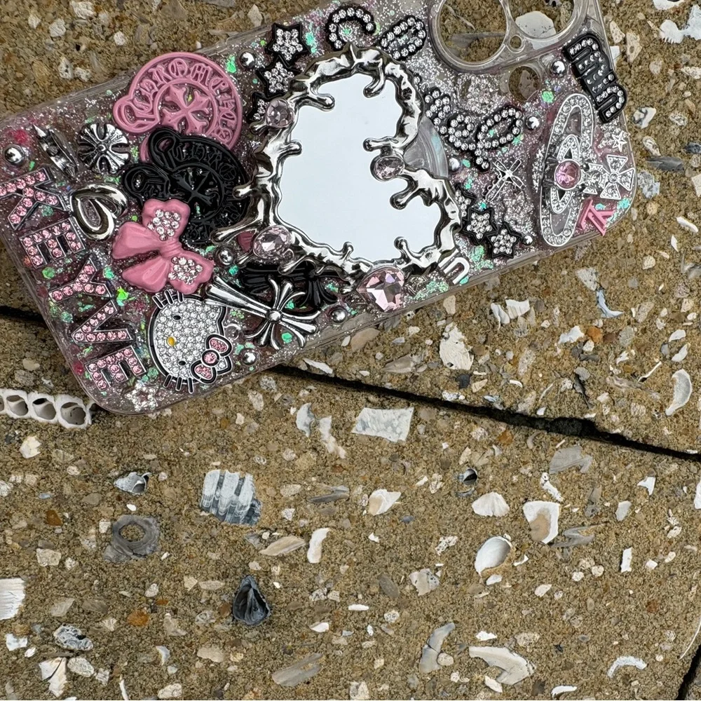 Decorative Phone Case with Pink and Silver Accents